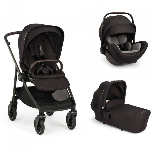Poussette trio swiv caviar + siège auto arra flex caviar + nacelle lytl caviar Nuna