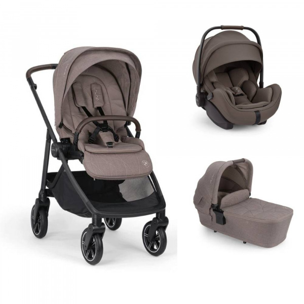 Poussette trio swiv + siège auto arra flex chestnut + nacelle lytl umber - collection bmw Nuna