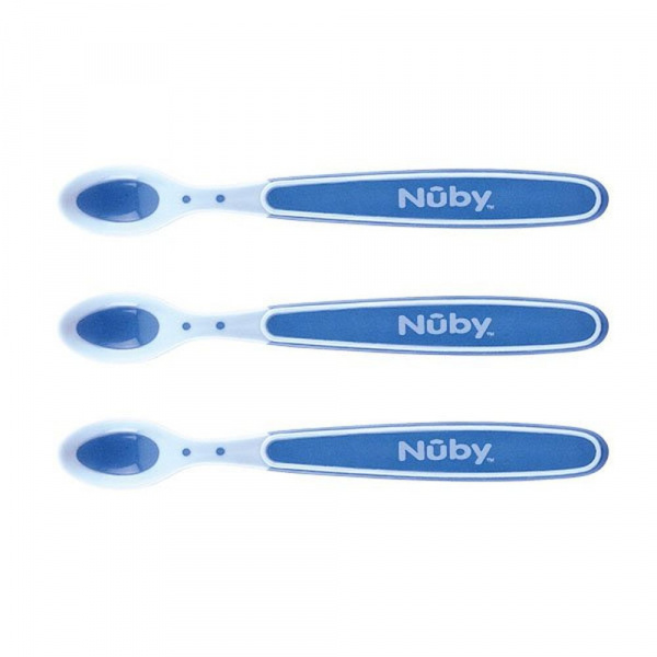 Lot de 3 cuillères thermosensibles bleu Nuby