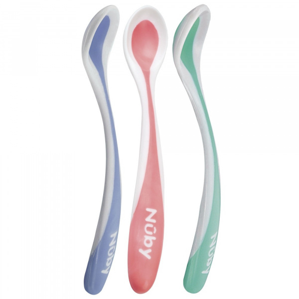 Lot de 3 cuillères thermosensibles bleu Nuby