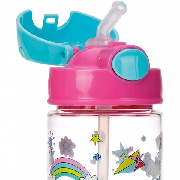Gobelet paille souple et bouton push en tritan 540ml 3 ans+ rose Nuby