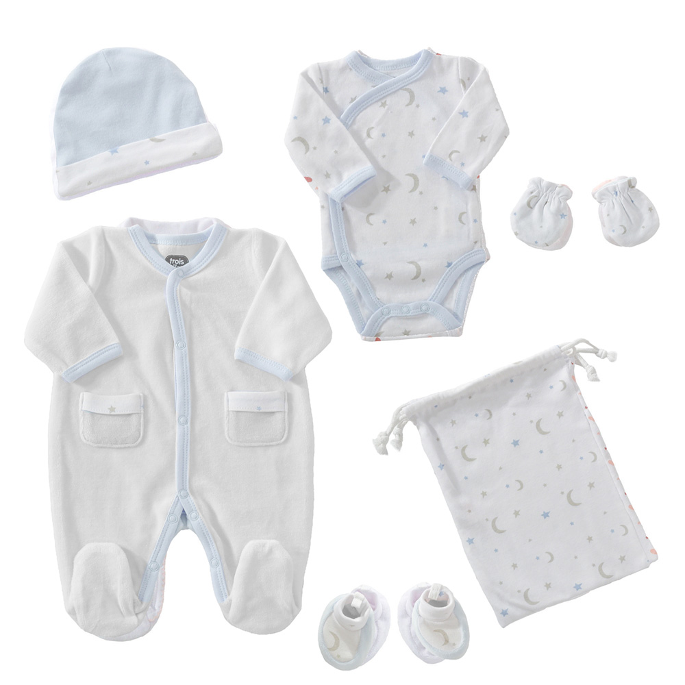 Kit naissance 6 pièces et sa valise - ivoire imprimé, Bébé