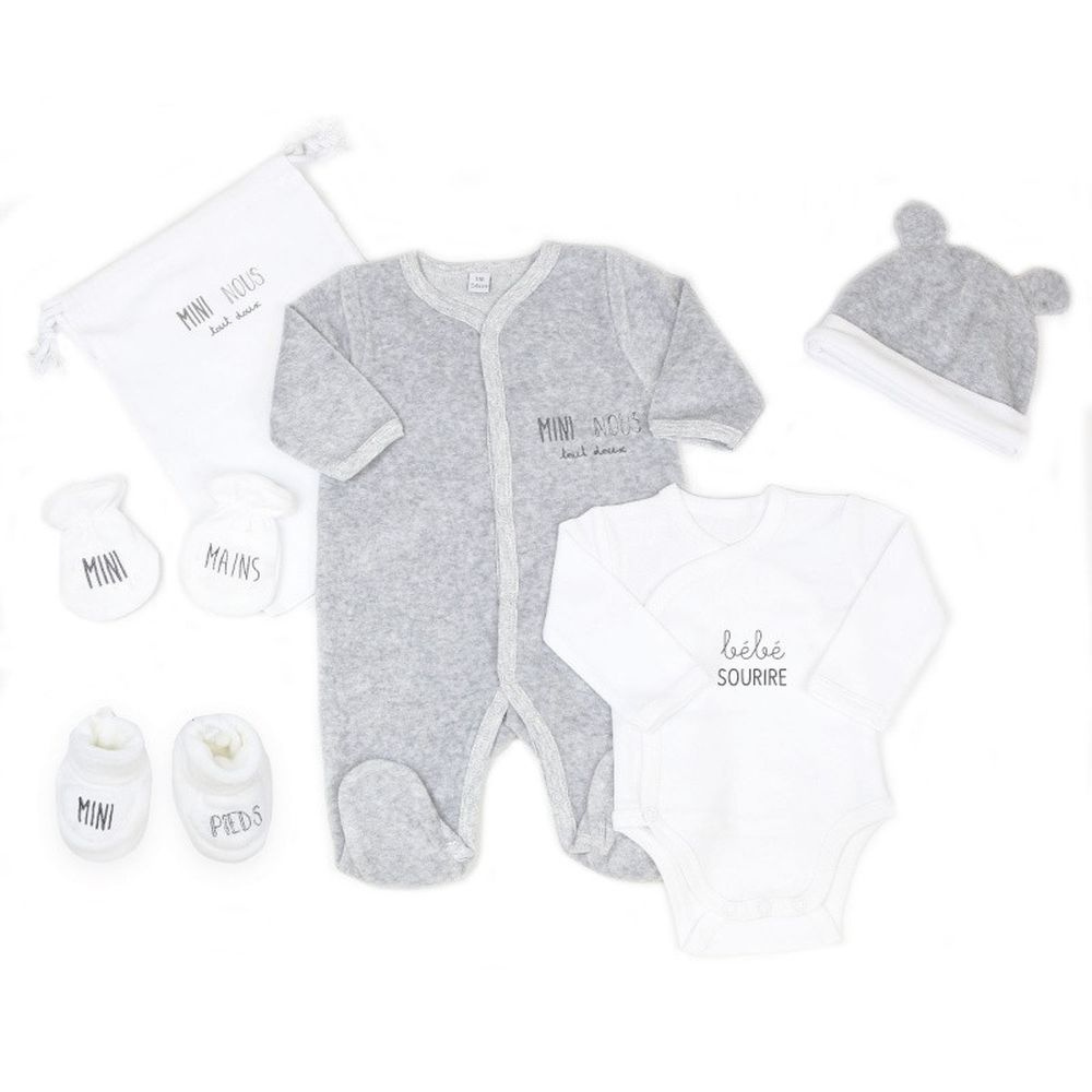 Trousseau de Naissance 3 pcs Gris - 0/1 mois