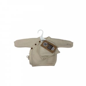 Les imparfaits - ensemble naissance bébé brassière, bonnet et chaussons - sable Trois kilos sept