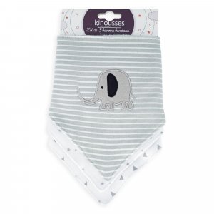 Lot de 3 bavoirs en coton elephant gris Trois kilos sept
