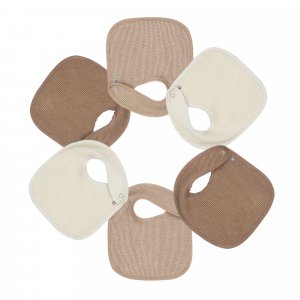 Lot de 6 bavoirs naissance nid d'abeille unis beige & choco Trois kilos sept