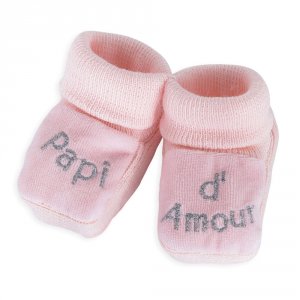 Chaussons papi d'amour rose Trois kilos sept