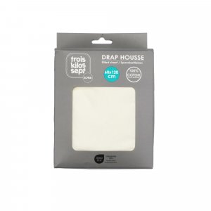 Drap housse vanille 70 x 140 cm Trois kilos sept