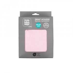 Drap housse rose 70 x 140 cm Trois kilos sept