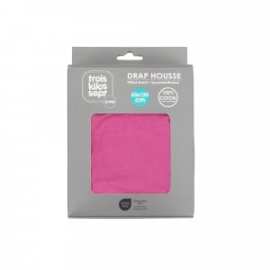 Drap housse framboise 60 x 120 cm Trois kilos sept