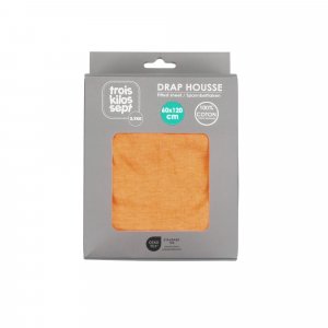 Drap housse abricot 60 x 120 cm Trois kilos sept