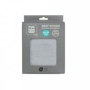 Drap housse gris 60 x 120 cm Trois kilos sept