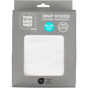 Drap housse blanc 40 x 80 cm Trois kilos sept