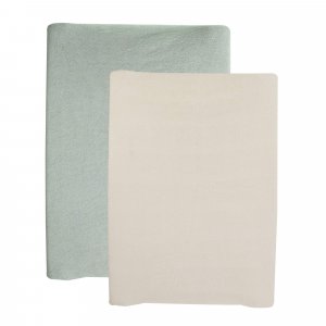 Lot de 2 housses de matelas à langer sable/vert Trois kilos sept