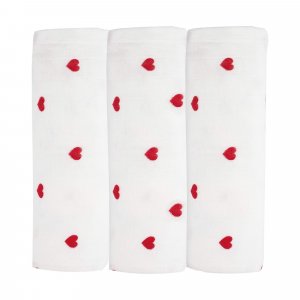 Lot de 3 langes coeurs rouge/ blanc Trois kilos sept