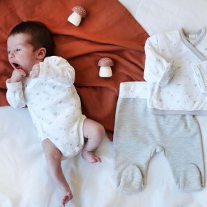 Ensemble naissance 3 pièces 3 mois - gris chiné Trois kilos sept