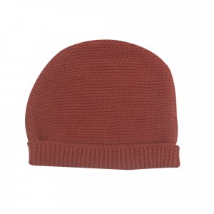 Ensemble naissance bébé brassière, bonnet et chausson - terracotta Trois kilos sept