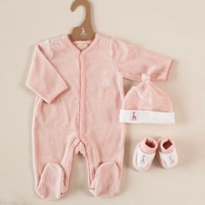 Ensemble de naissance sophie la girafe - rose poudrée Trois kilos sept