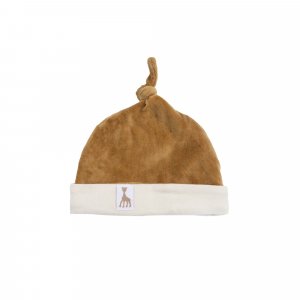 Bonnet 1/3 mois velours camel Trois kilos sept