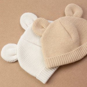 Bonnet bébé maille caramel naissance Trois kilos sept