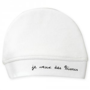 Bonnet je veux bisous blanc