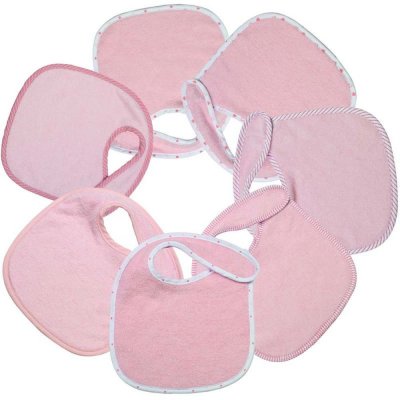 Lot de 7 bavoirs naissance - rose