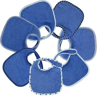 Lot de 7 bavoirs naissance - bleu