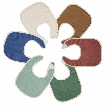 Lot de 6 bavoirs 1er âge 6 couleurs