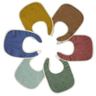 Lot de 6 bavoirs 1er âge 6 couleurs