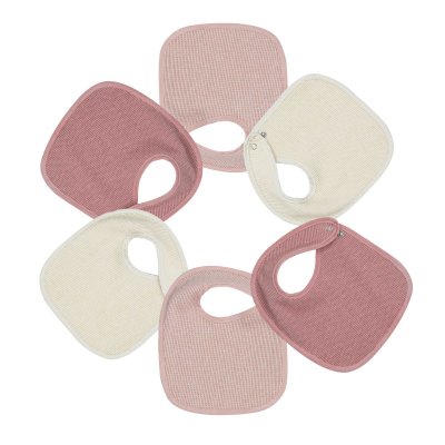 Lot de 6 bavoirs naissance nid d'abeille unis rose