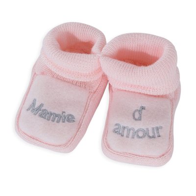 TROIS KILOS SEPT Chaussons mamie d'amour rose