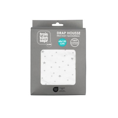Drap housse 70*140 - etoiles blanc