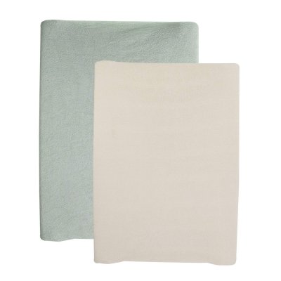 Lot de 2 housses de matelas à langer sable/vert