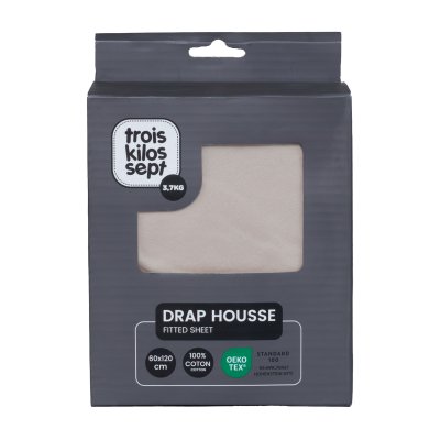 Drap housse sable 60 x 120 cm