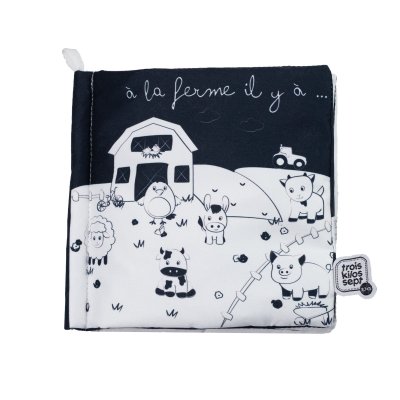 Livre d’éveil noir et blanc à la ferme