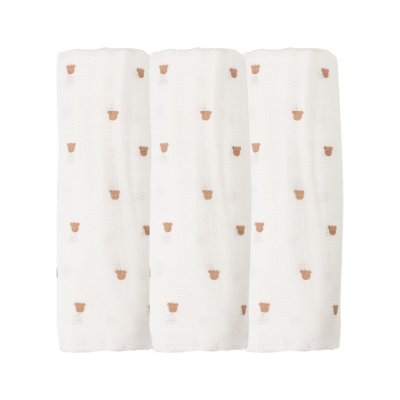 Lot de 3 langes 70 x 70 cm ours moka