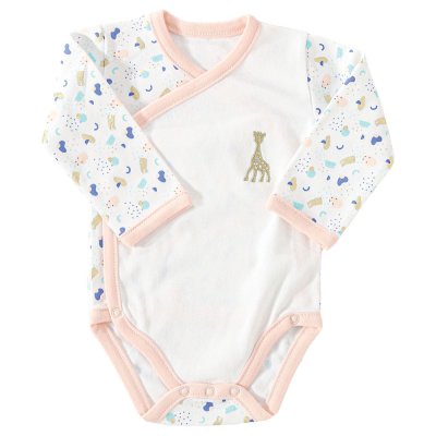 Body croisé 0 mois sophie la girafe - multicolore rose