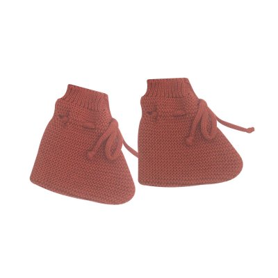 Ensemble naissance bébé brassière, bonnet et chausson - terracotta