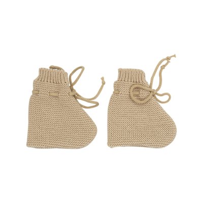 Ensemble naissance bébé brassière, bonnet et chaussons - caramel