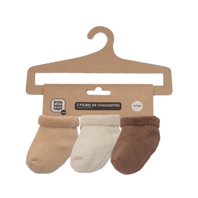 Lot de 3 paires de chaussettes bébé 0/6 mois brun