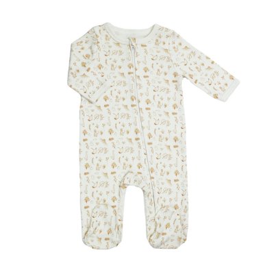 Pyjama coton zip 6 mois aop ecru