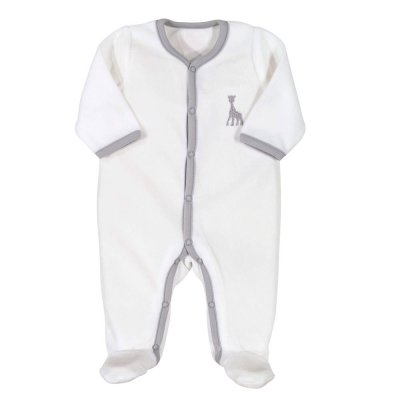 Pyjama bébé velours blanc lune naissance céleste de Sauthon baby deco sur  allobébé