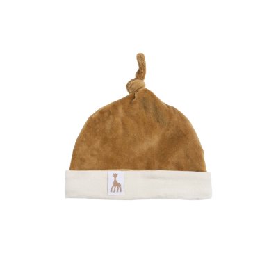 Bonnet naissance velours camel