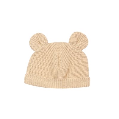 Bonnet bébé maille caramel naissance