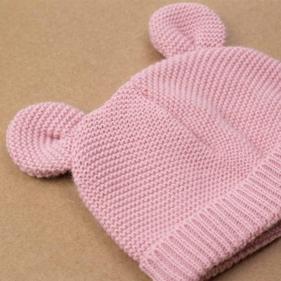 Bonnet bébé maille vieux rose naissance