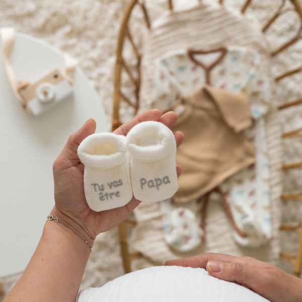 Chaussons tu vas être papa Trois kilos sept