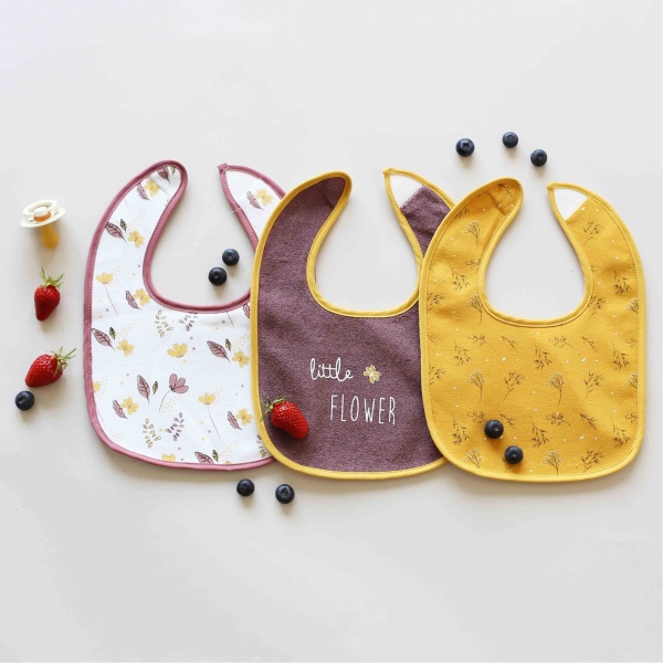 Lot de 7 bavoirs 1er âge flower Trois kilos sept