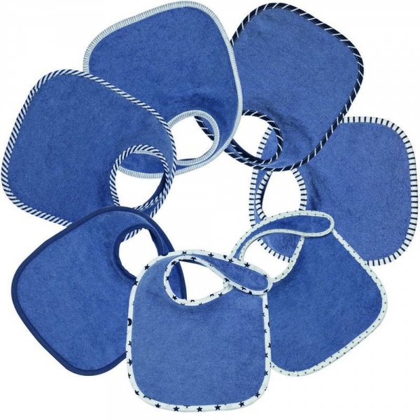 Lot de 7 bavoirs naissance - bleu Trois kilos sept