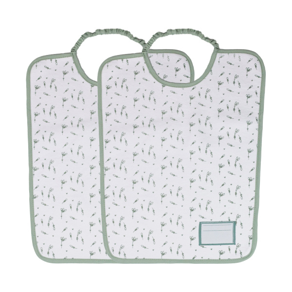 Lot de 2 bavoirs maternelle vert Trois kilos sept