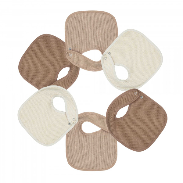 Lot de 6 bavoirs naissance nid d'abeille unis beige & choco Trois kilos sept